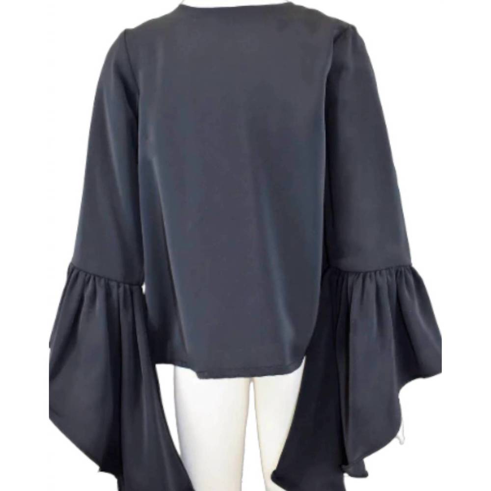 NEW ML KIDS girls' silky bell sleeve top in black